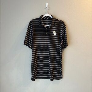 Southern Tide Black and White Striped Polo Shirt University of Oklahoma.